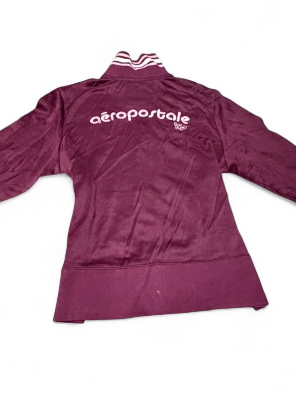 Vintage Y2K Aeropostale Maroon Velour Track Jacket Full Zip With Butterfly Logo